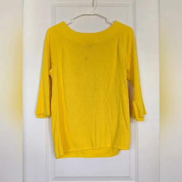 Talbot's Bright Yellow Off the Shoulder Bell Sleeve Top Size Large - Picture 1 of 7